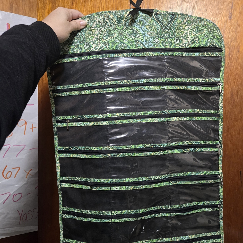 Green Paisley Hanging Jewelry Organizer